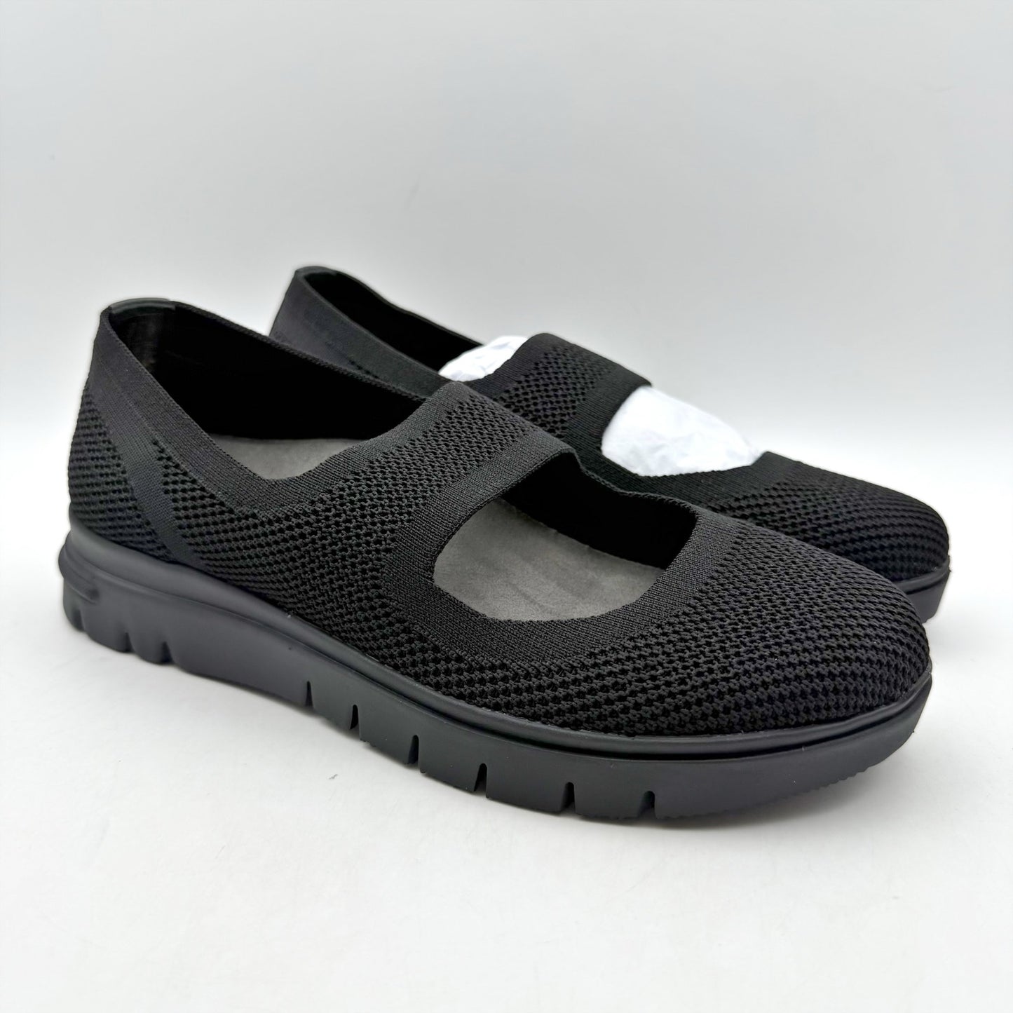 David Tate Womens Comfy Mary Jane Shoes US 6 M Black Knit NIB