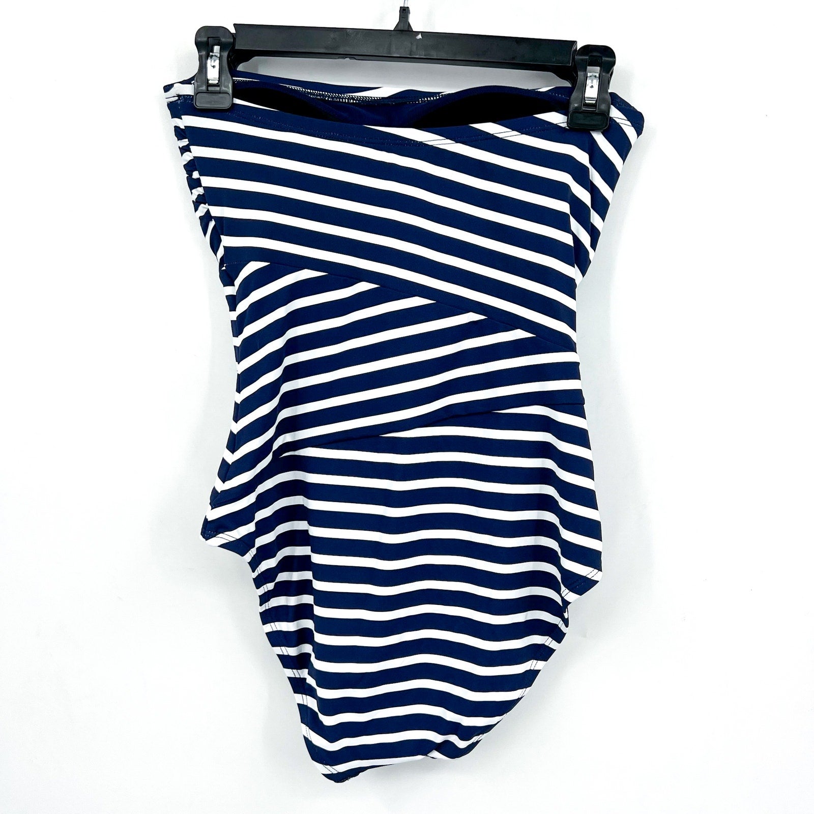 TOMMY BAHAMA Coastline Stripe Bandeau One Piece Swimsuit Size 8 Blue White NWT