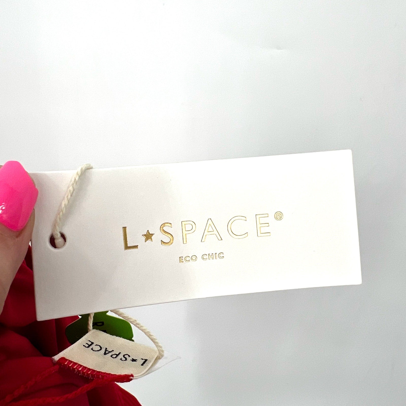 L*Space Eco Chic Repreve Bardot Bikini Bottom Large Lipstick Red NWT