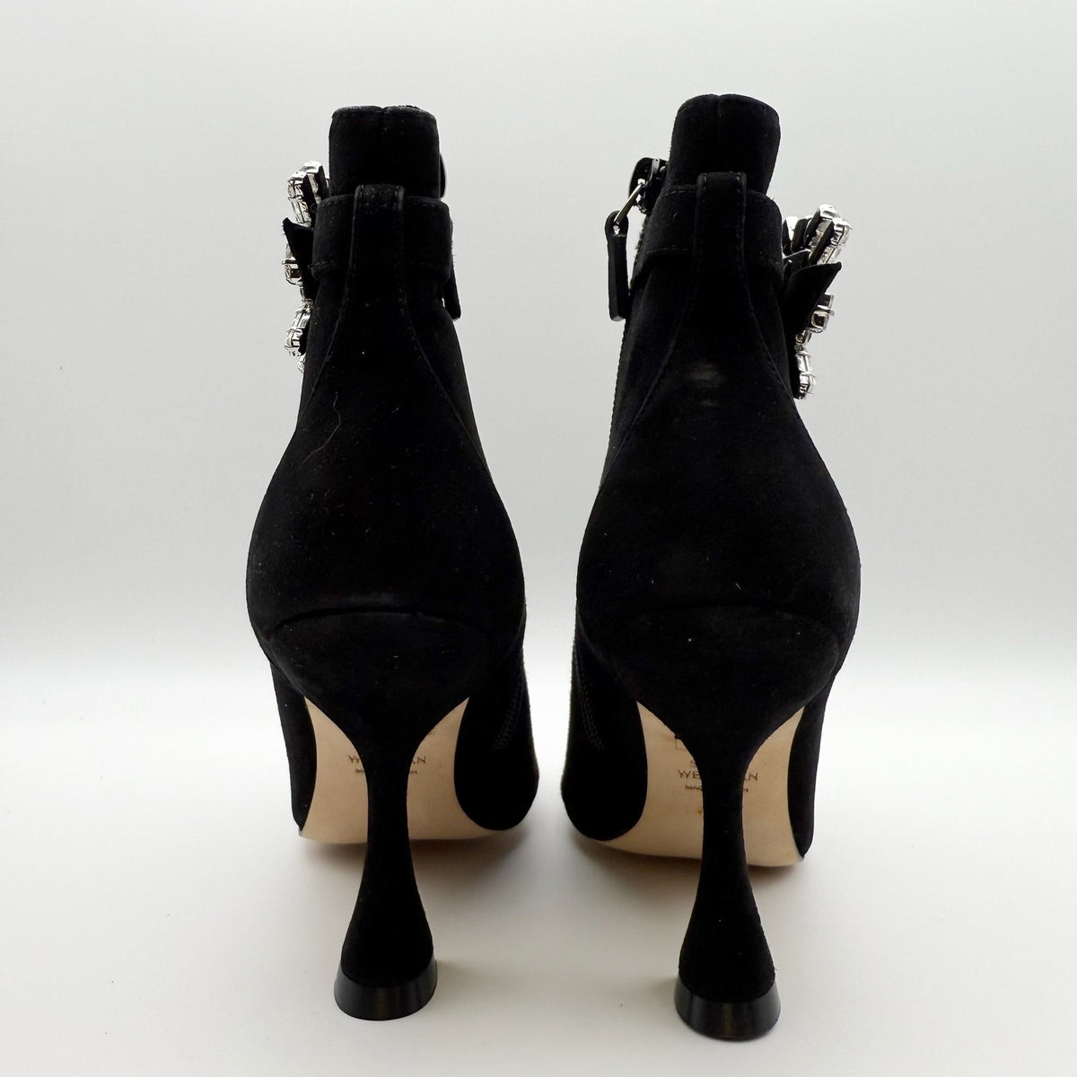 Stuart Weitzman Womens Crystal Nova Xcurve 100 Bootie Size 5 Black Suede NWOB