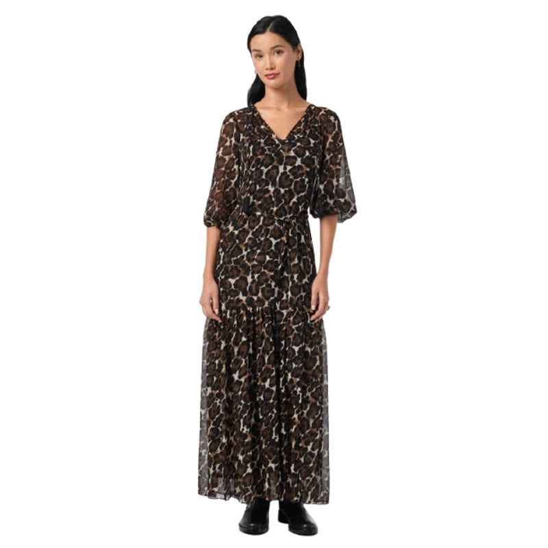 TRINA TURK Women's Shalina Tie-Waist Maxi Dress Small Lampoul Leopard NWT