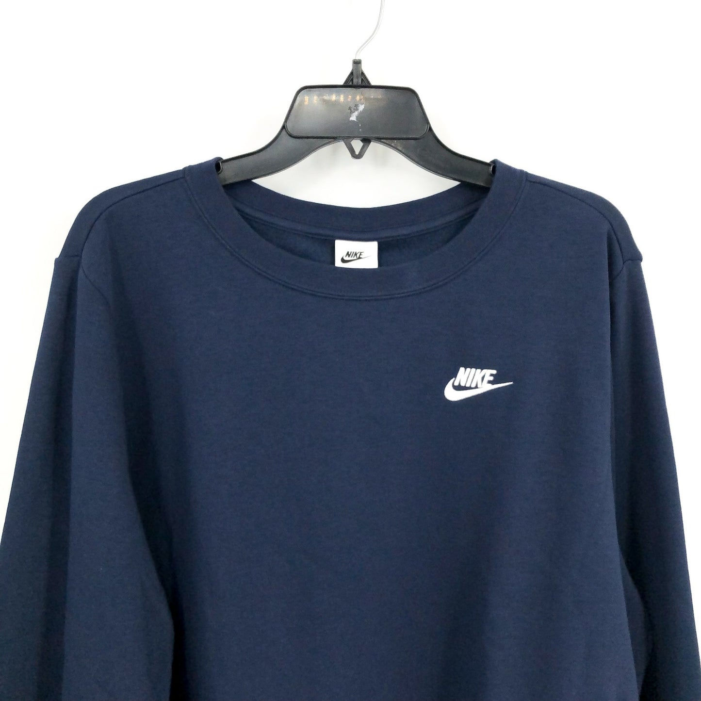 NIKE Womens Club Crewneck Sweatshirt 1X Navy Blue Fleece Long Sleeve NWT