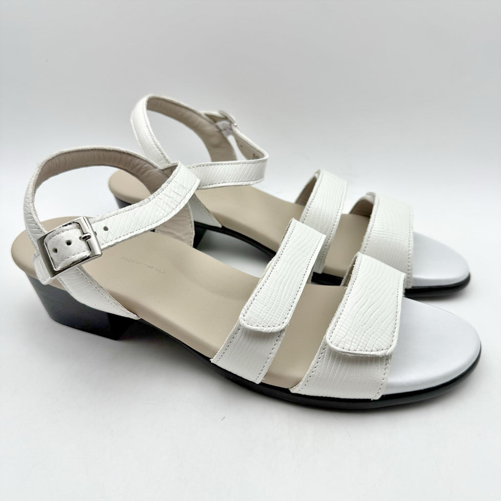 SAS Womens Savanna Adjustable Heeled Sandals Size 9.5 M White Leather NIB
