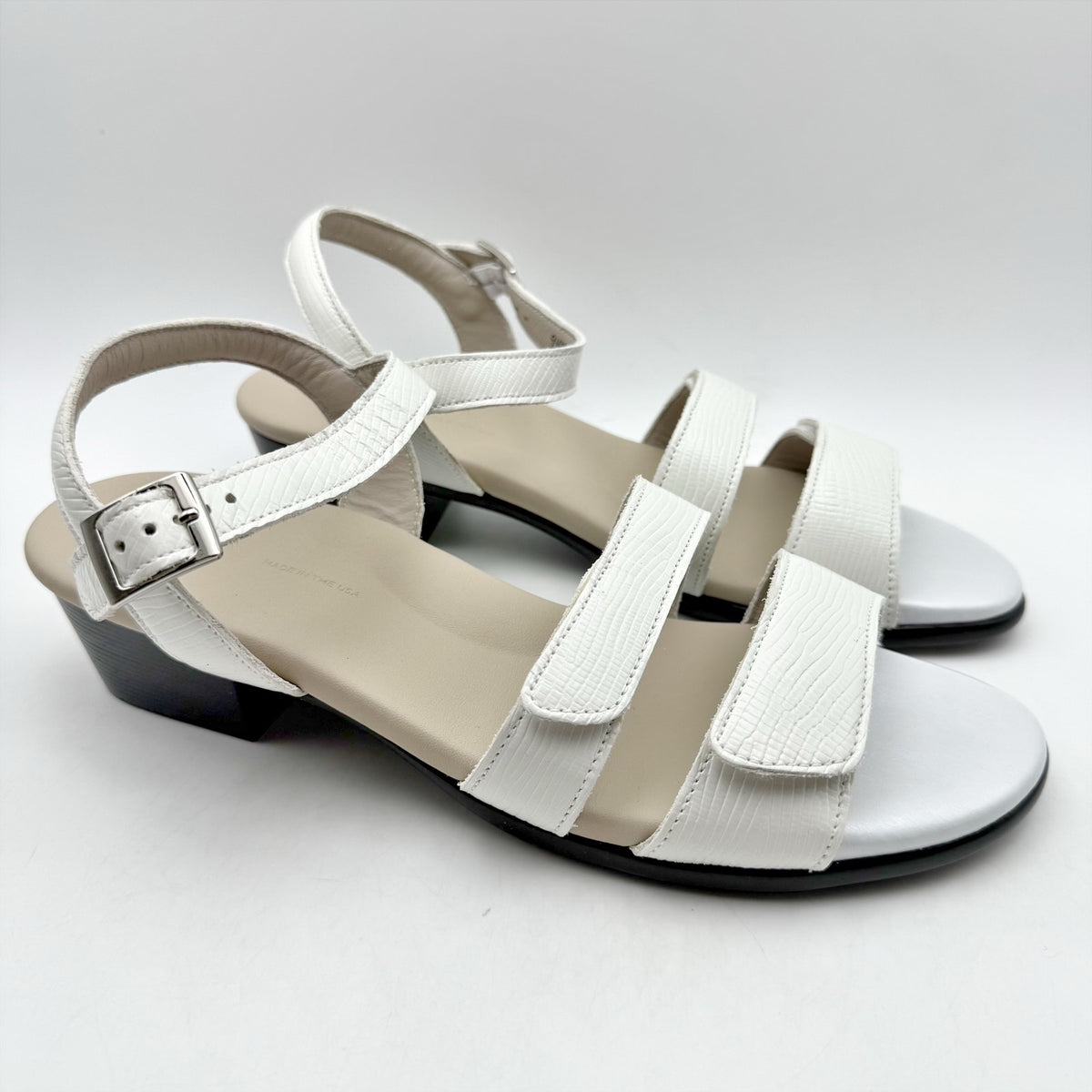 SAS Womens Savanna Adjustable Heeled Sandals Size 9.5 M White Leather NIB