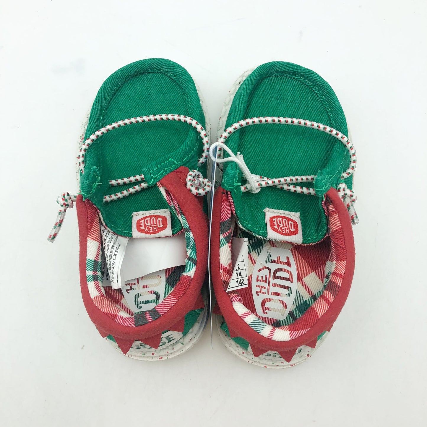 Hey Dude Boys Wally Holiday Elf Slip-On Casual Shoes Size 6 Green Red NWOB