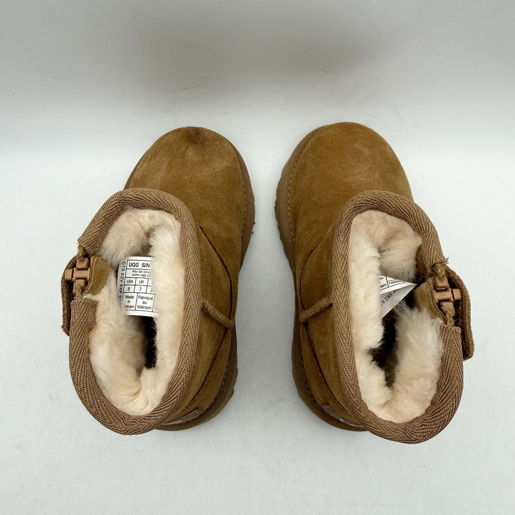 UGG Little Kids Adri Classic Mini Boots Size 8 EU 25 Brown Chestnut Suede NIB