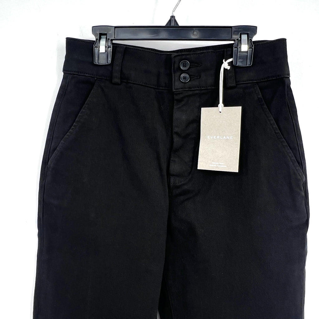 EVERLANE Women's The Organic Straight-Leg Pants Size 6 Black Utility Pockets NWT