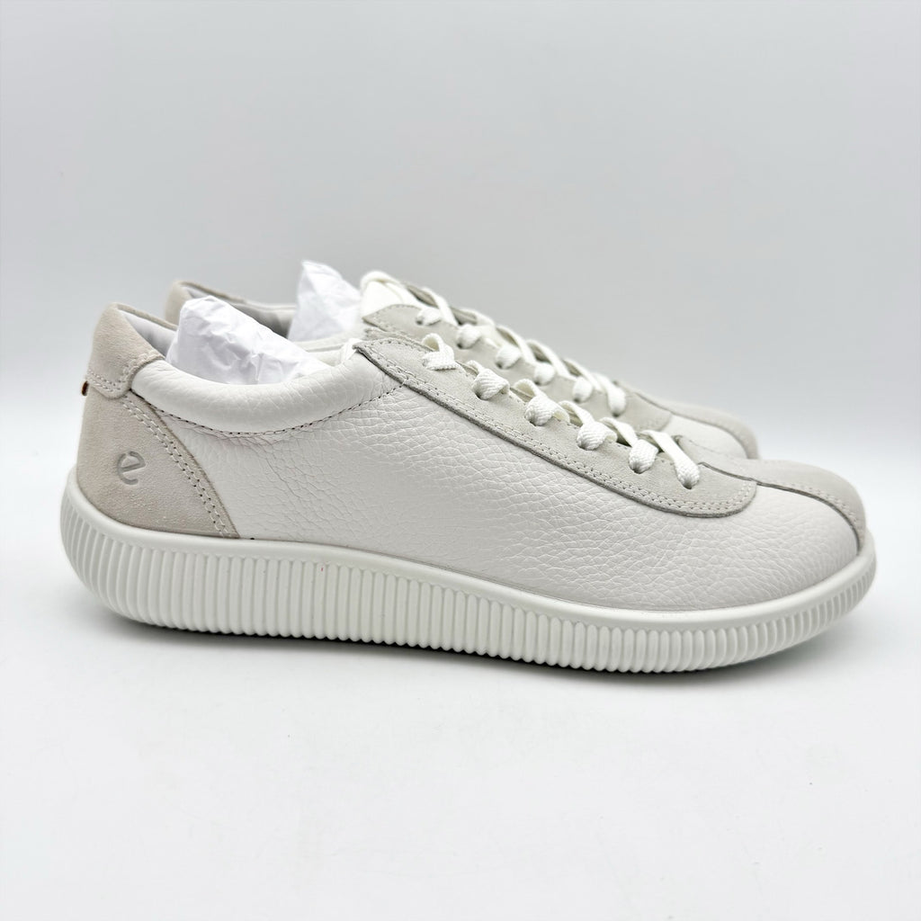 ECCO Womens Soft Zero Sneakers EU 41 US 10-10.5 Cream White Leather NIB