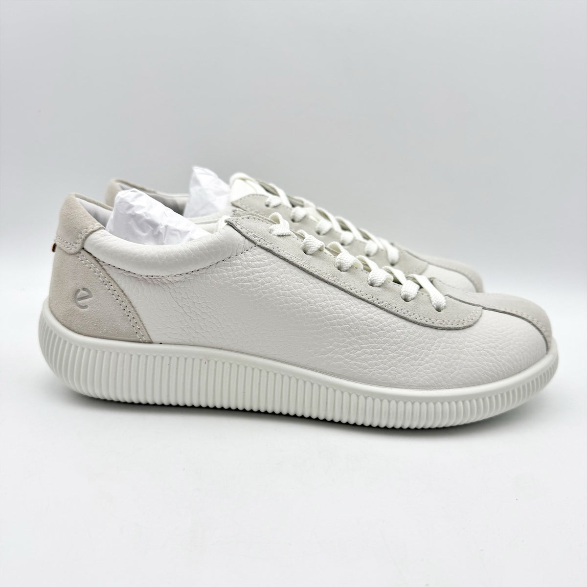 ECCO Womens Soft Zero Sneakers EU 41 US 10-10.5 Cream White Leather NIB