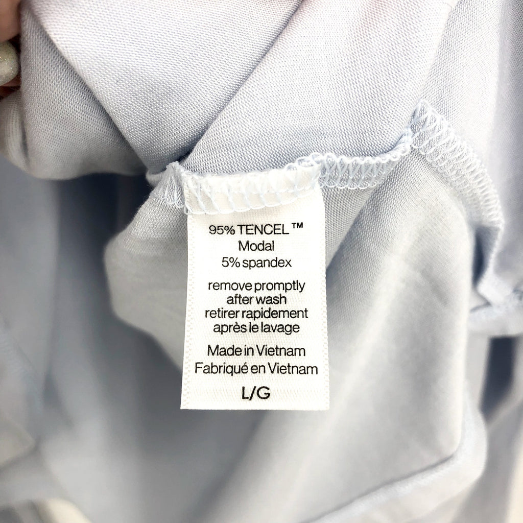 EBERJEY Women's Gisele Long Pajama Set Large Ice Blue Ivory TENCEL Modal NWT