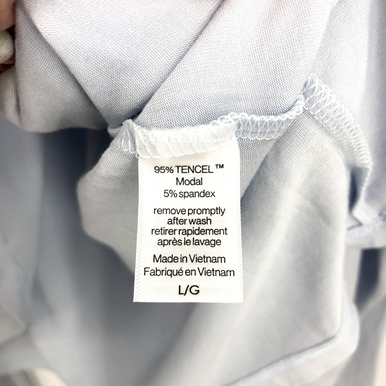 EBERJEY Women's Gisele Long Pajama Set Large Ice Blue Ivory TENCEL Modal NWT