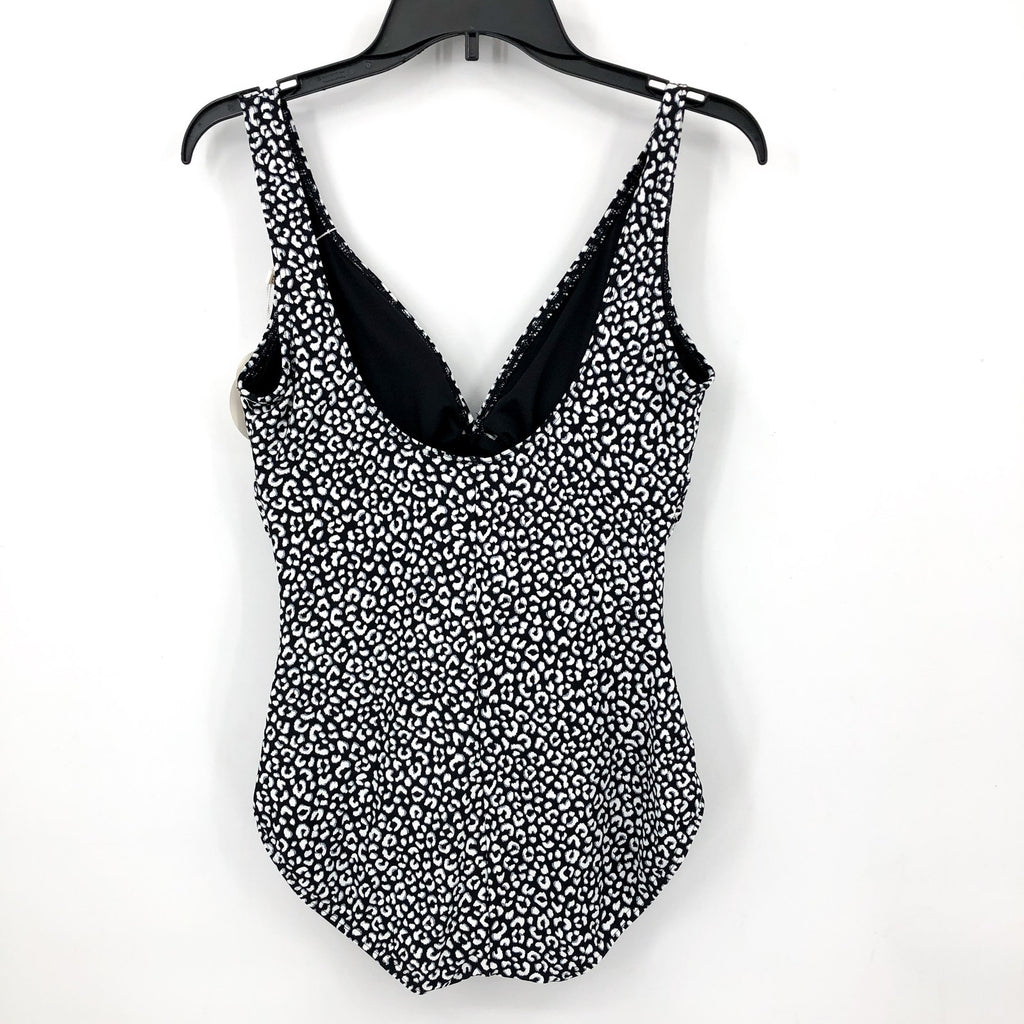 CONTOURS COCO REEF Solitaire One Piece Swimsuit 12/36C Black Print Underwire NWT