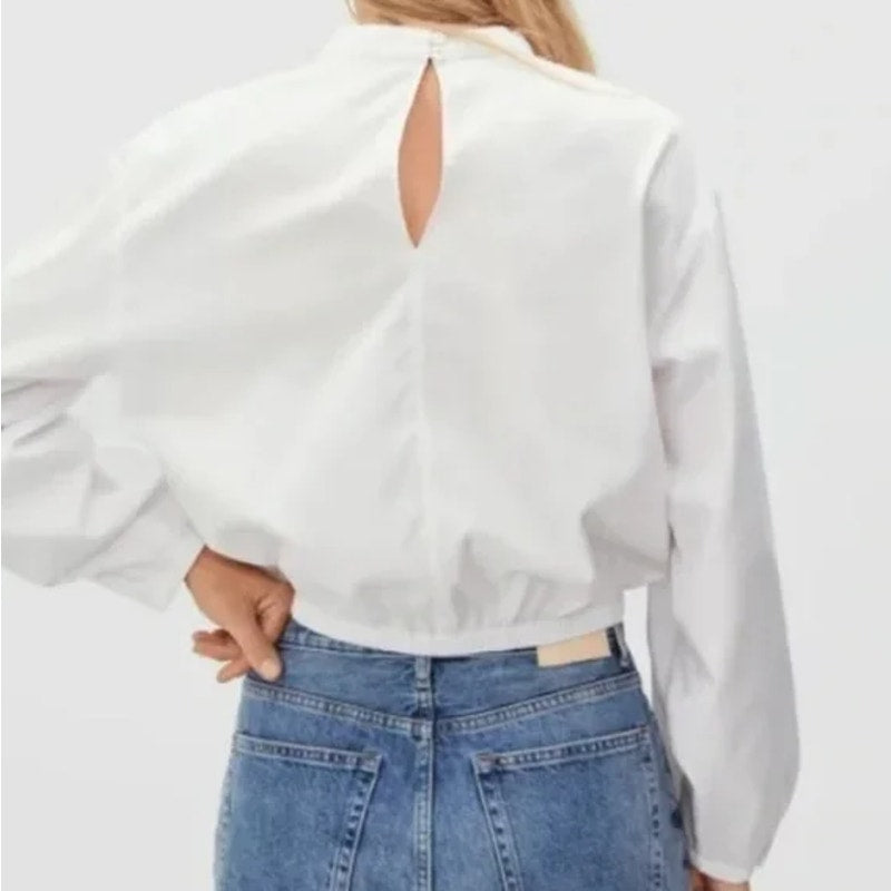 EVERLANE Women's The Mockneck Bubble Top White XXS