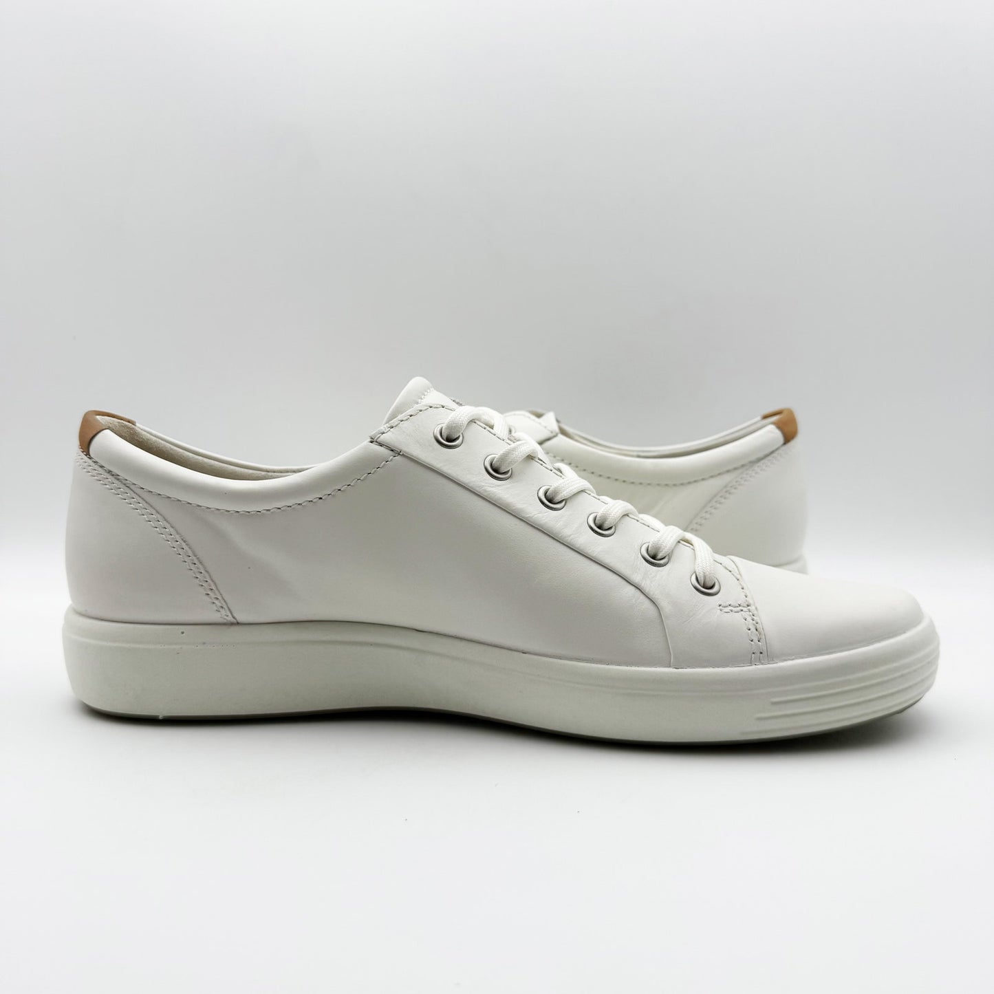 ECCO Mens Soft 7 Low Sneakers EU 44 US 10-10.5 White Leather Lace up NIB