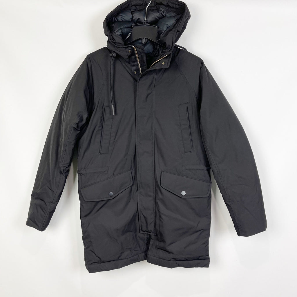 Everlane Mens The Renew Long Parka Coat XS Black Primaloft Hood Extra Heavy NWT