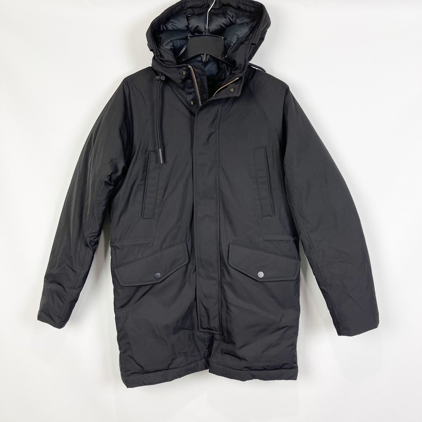 Everlane Mens The Renew Long Parka Coat XS Black Primaloft Hood Extra Heavy NWT