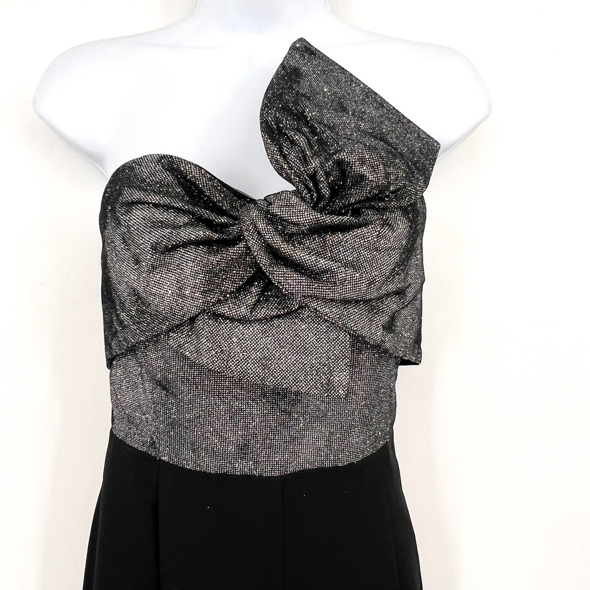 SAM EDELMAN Womens Cady Strapless Jumpsuit Size 4 Black Silver Metallic Bow NWT