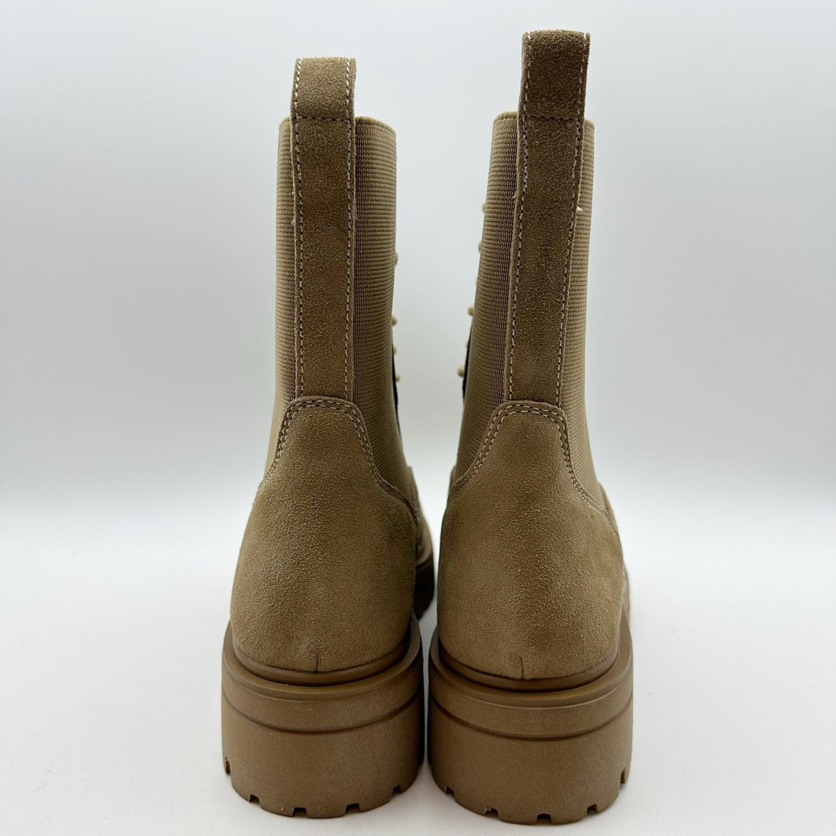 Steve Madden Womens Kenny Combat Boots US 6.5 M Taupe Tan Leather Lace Up NIB