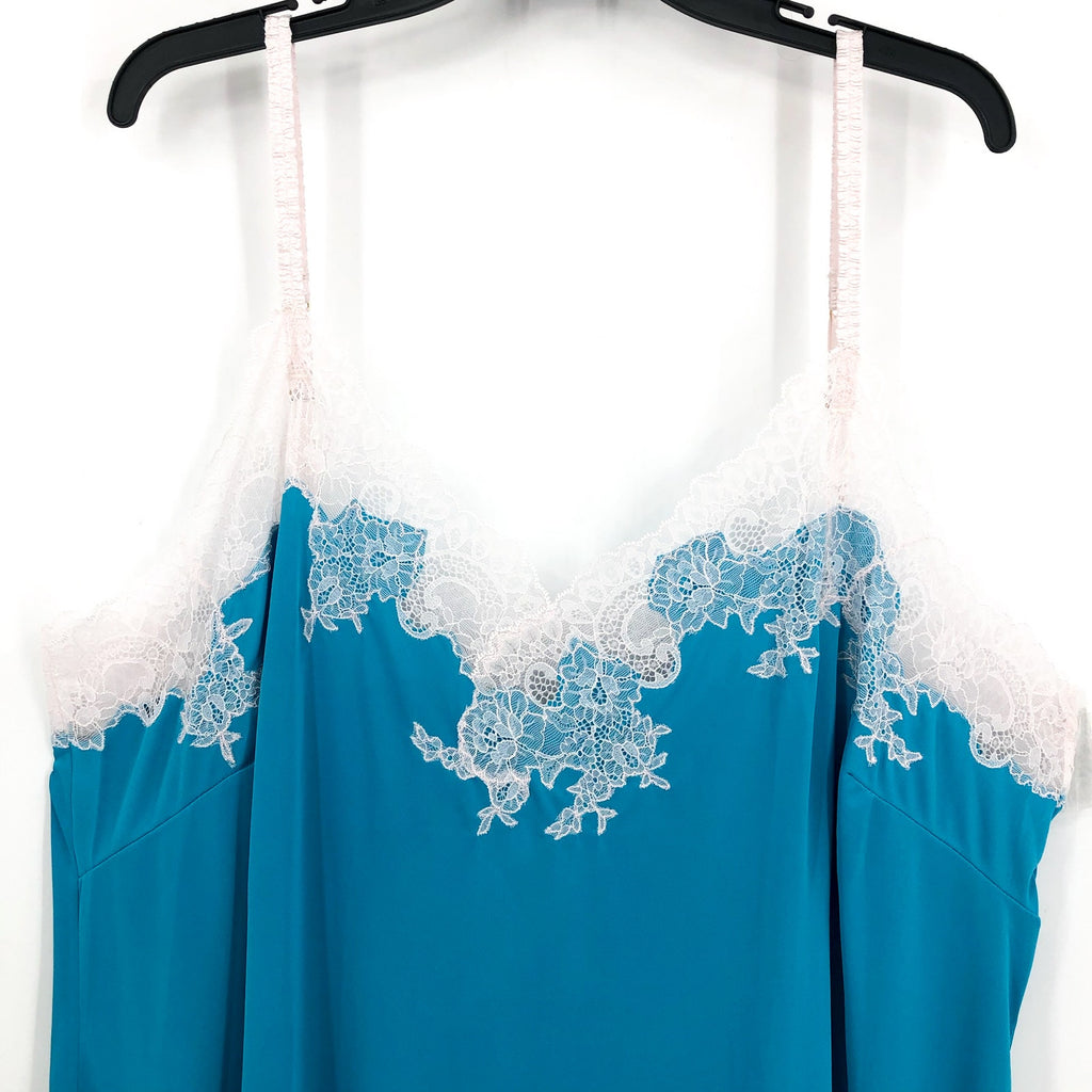 NATORI Women's Enchant Lace Trim Chemise 2X Azure Blue Slip NWT R78130X