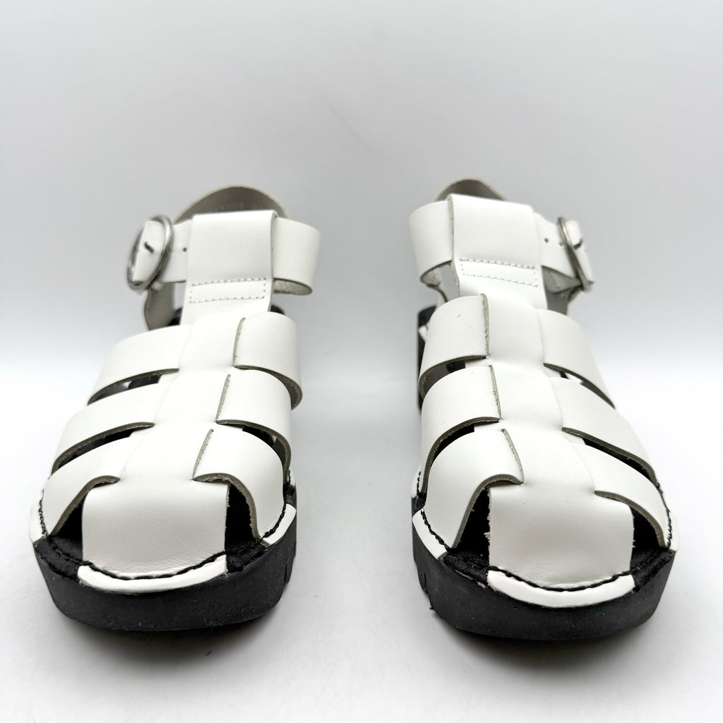 Fly London Womens Emme511fly Heeled Sandals EU 36 US 5.5 White Black Leather NIB