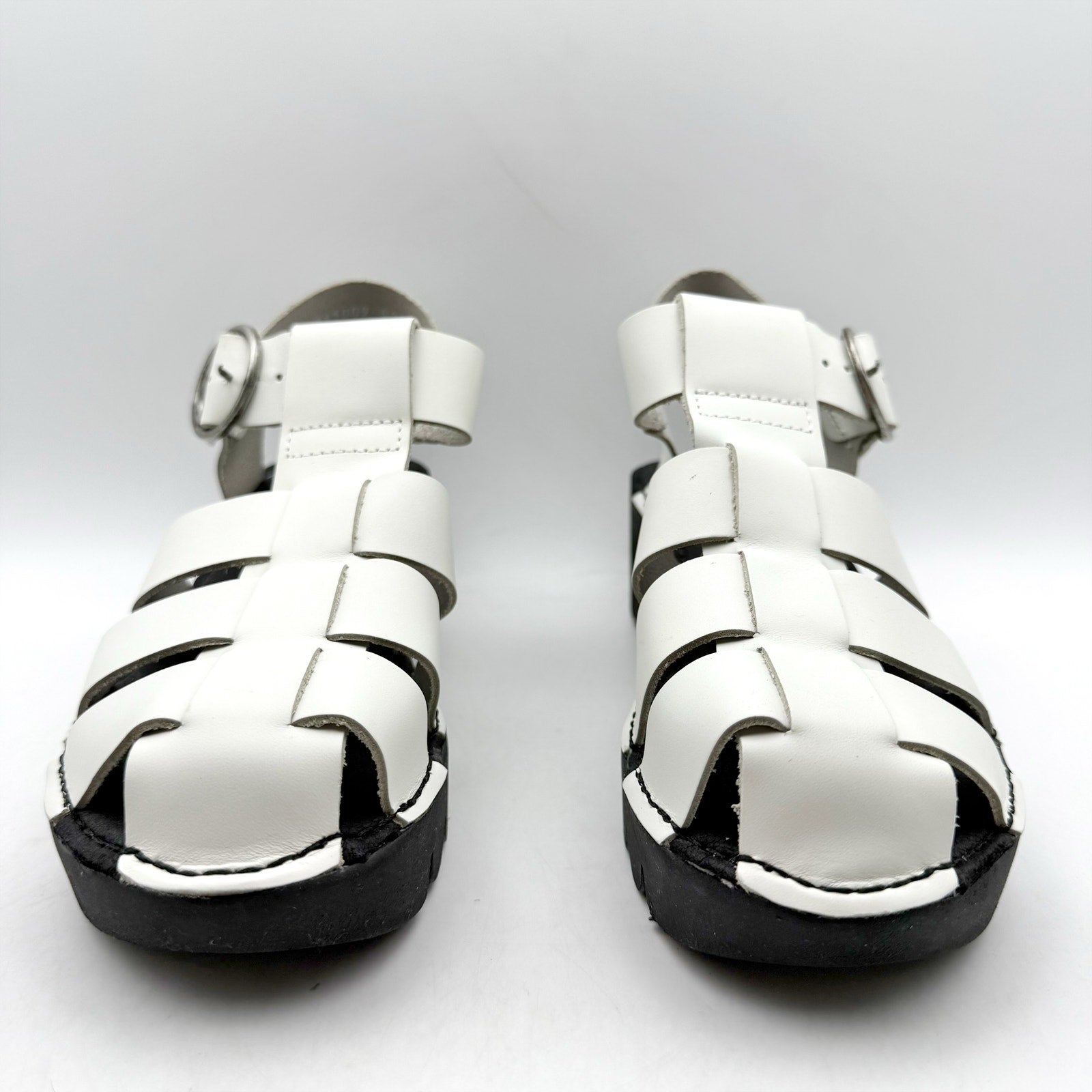 Fly London Womens Emme511fly Heeled Sandals EU 36 US 5.5 White Black Leather NIB
