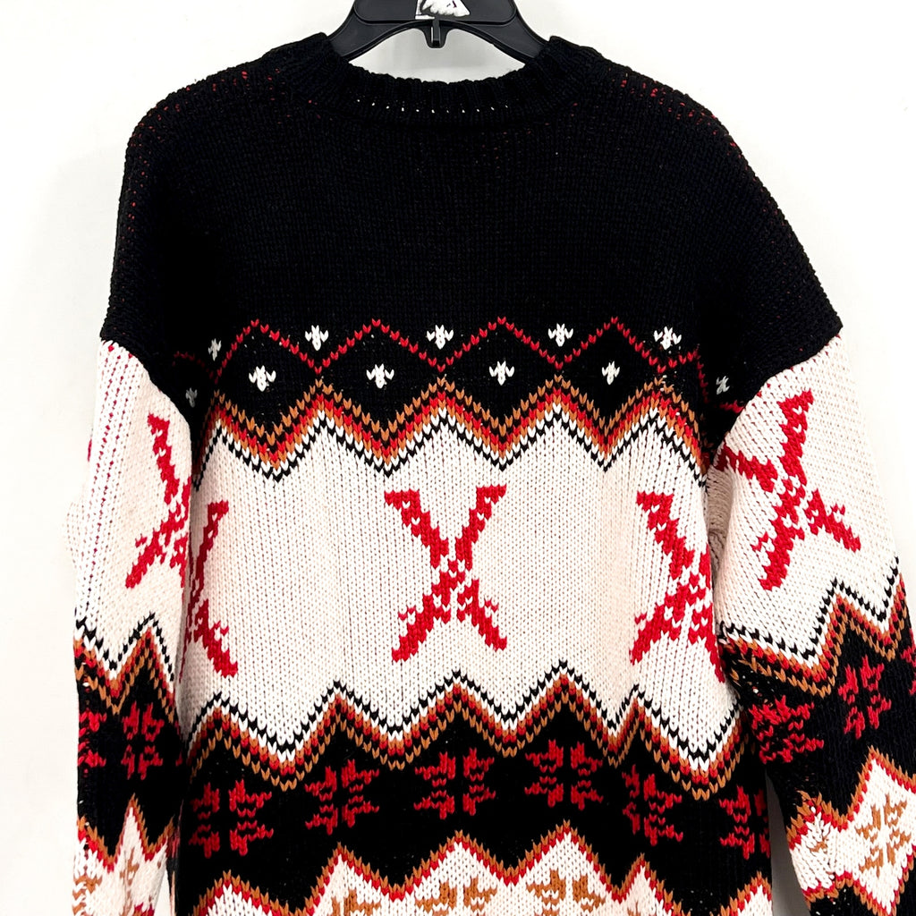 SHOW ME YOUR MUMU Women's Ski in Sweater Medium Black White Red Knit NWT