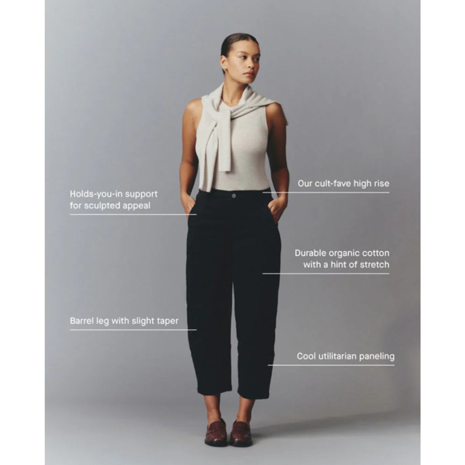 EVERLANE Women's The Utility Barrel Pants Size 10 Black Cotton Twill NWT