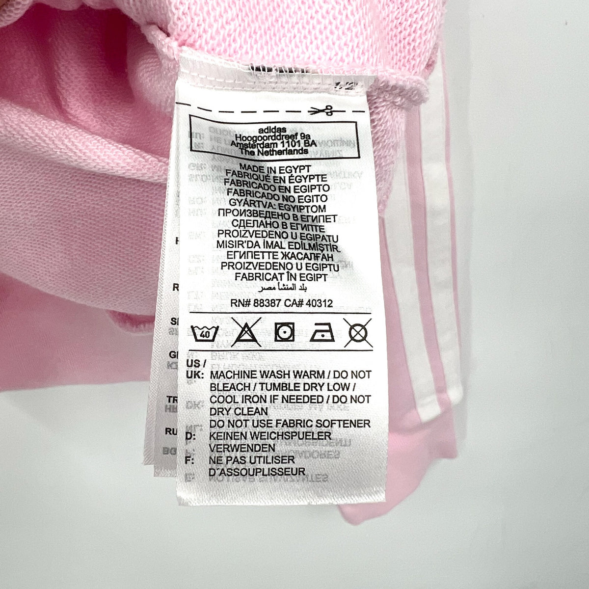 ADIDAS Womens Essentials 3 Stripes V-Neck Sweatshirt Small Pink White NWT