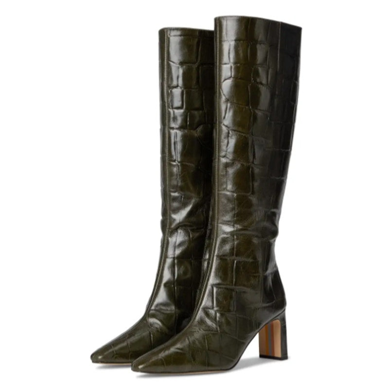 Sam Edelman Womens Sylvia Knee High Boots US 6.5 M Deep Olive Green Leather NWOB