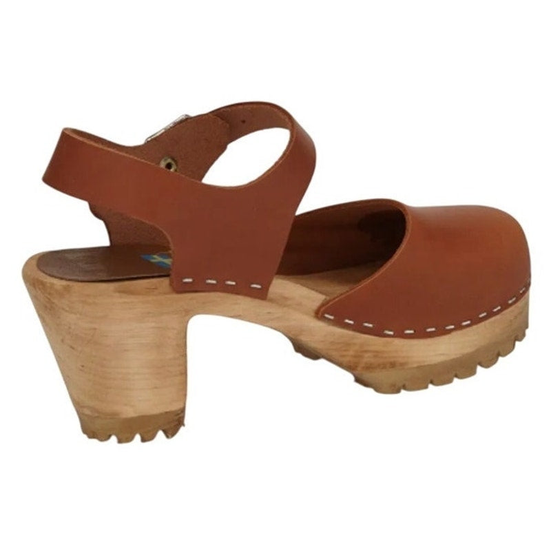 MIA Womens Abba Leather Clogs EU 38 US 8 M Brown Wooden Heel NWOB