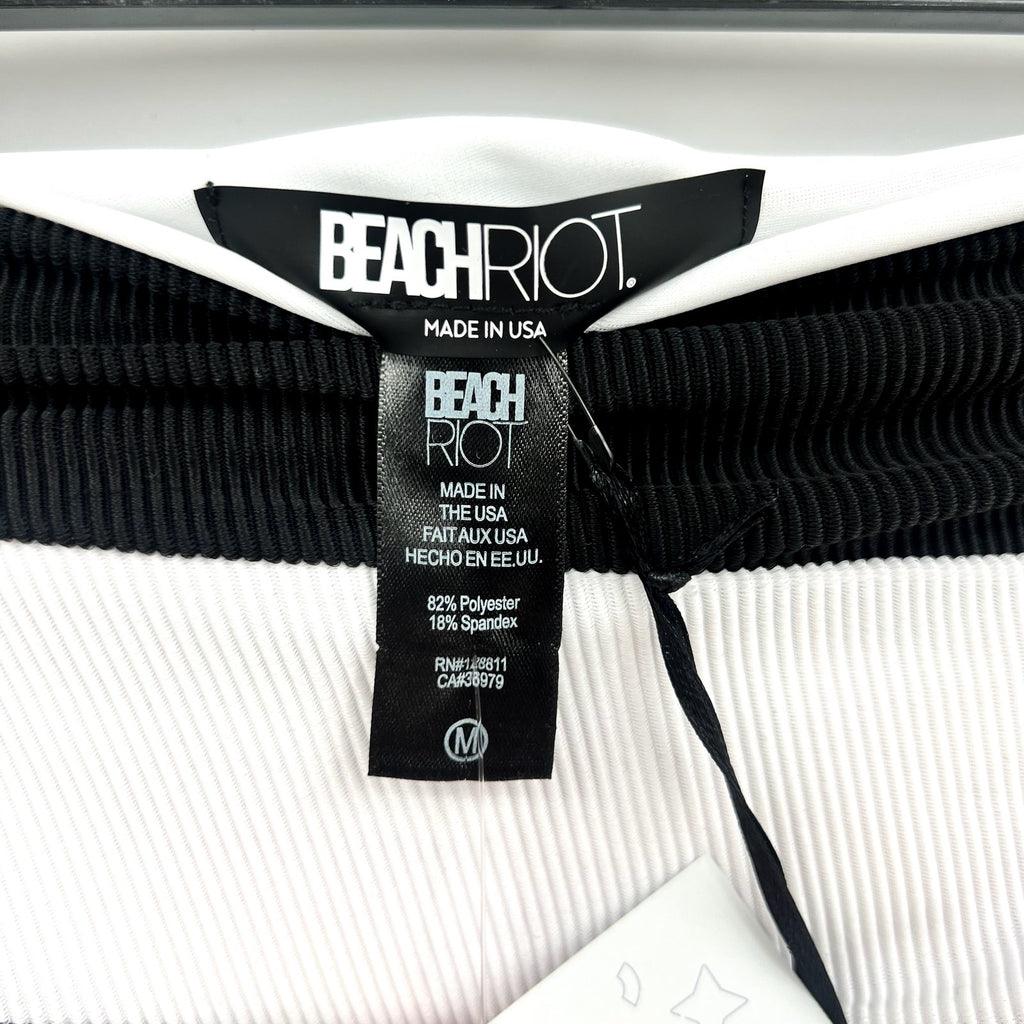 BEACH RIOT Women's Joyce One Shoulder One Piece Swimsuit Medium Black White NWT