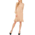 CECE Women's Cable Stitch Sweater Dress Medium Tan Mock Neck Long Sleeve NWT