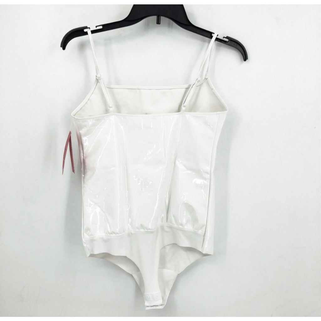 COMMANDO Women's Faux Patent Leather Cami Bodysuit XS White NWT BDS310