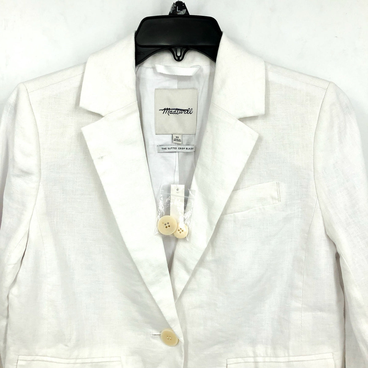 MADEWELL Women's The Sutter Crop Blazer Medium White Linen NO903 NWT
