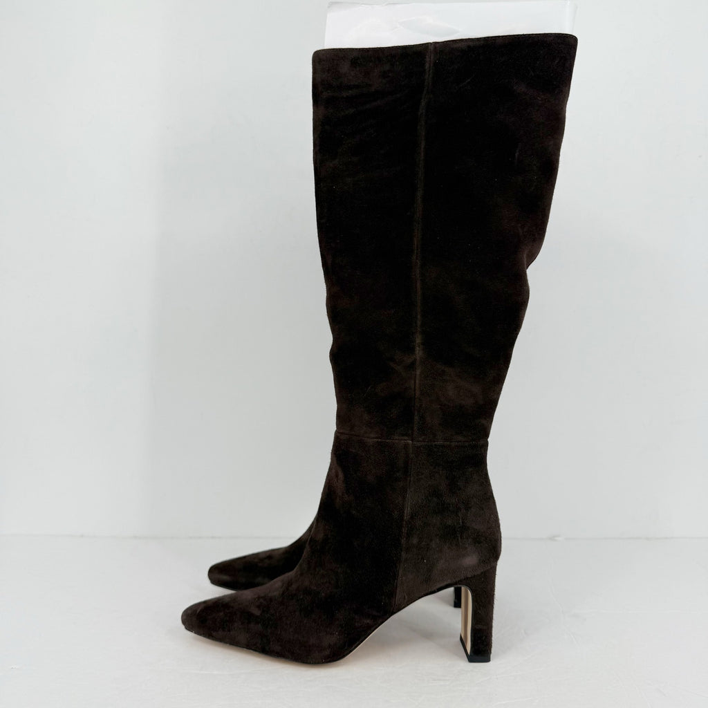 SAM EDELMAN Womens Sylvia Knee High Boots US 10M WIDE CALF Brown Suede NWOB