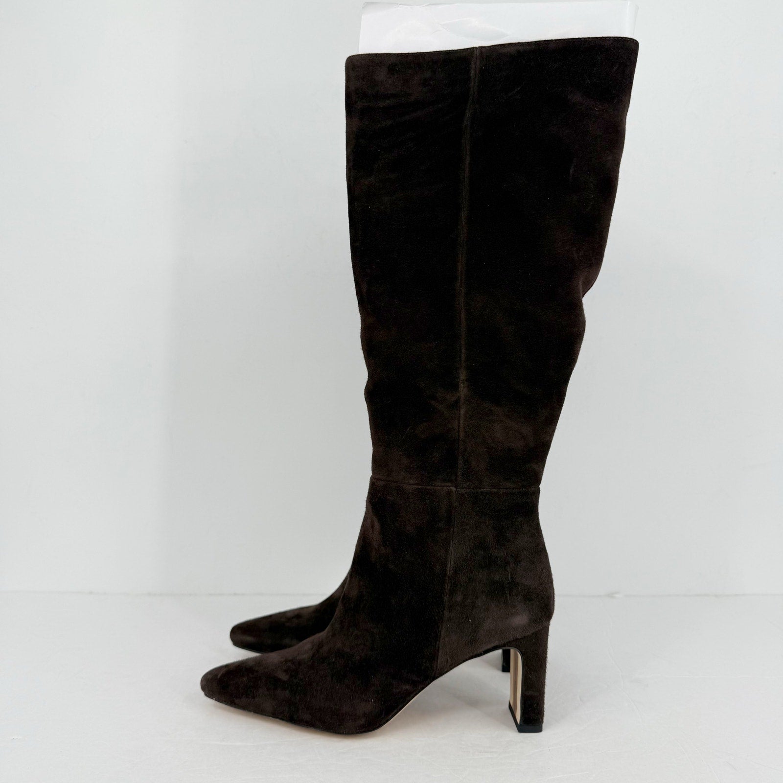 SAM EDELMAN Womens Sylvia Knee High Boots US 10M WIDE CALF Brown Suede NWOB