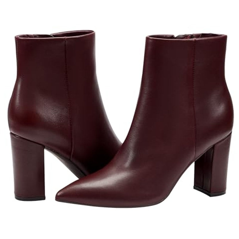 Marc Fisher Womens Glorena Ankle Boots US 8 M Dark Red Leather Bootie NWOB