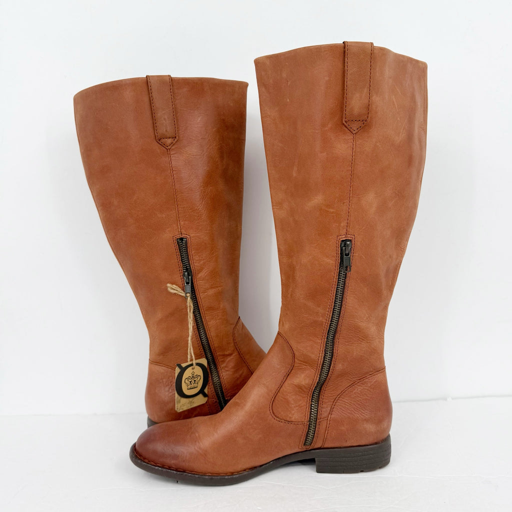 Born Womens Shaunie Knee High Boots US 7.5 M Brown Leather NIB
