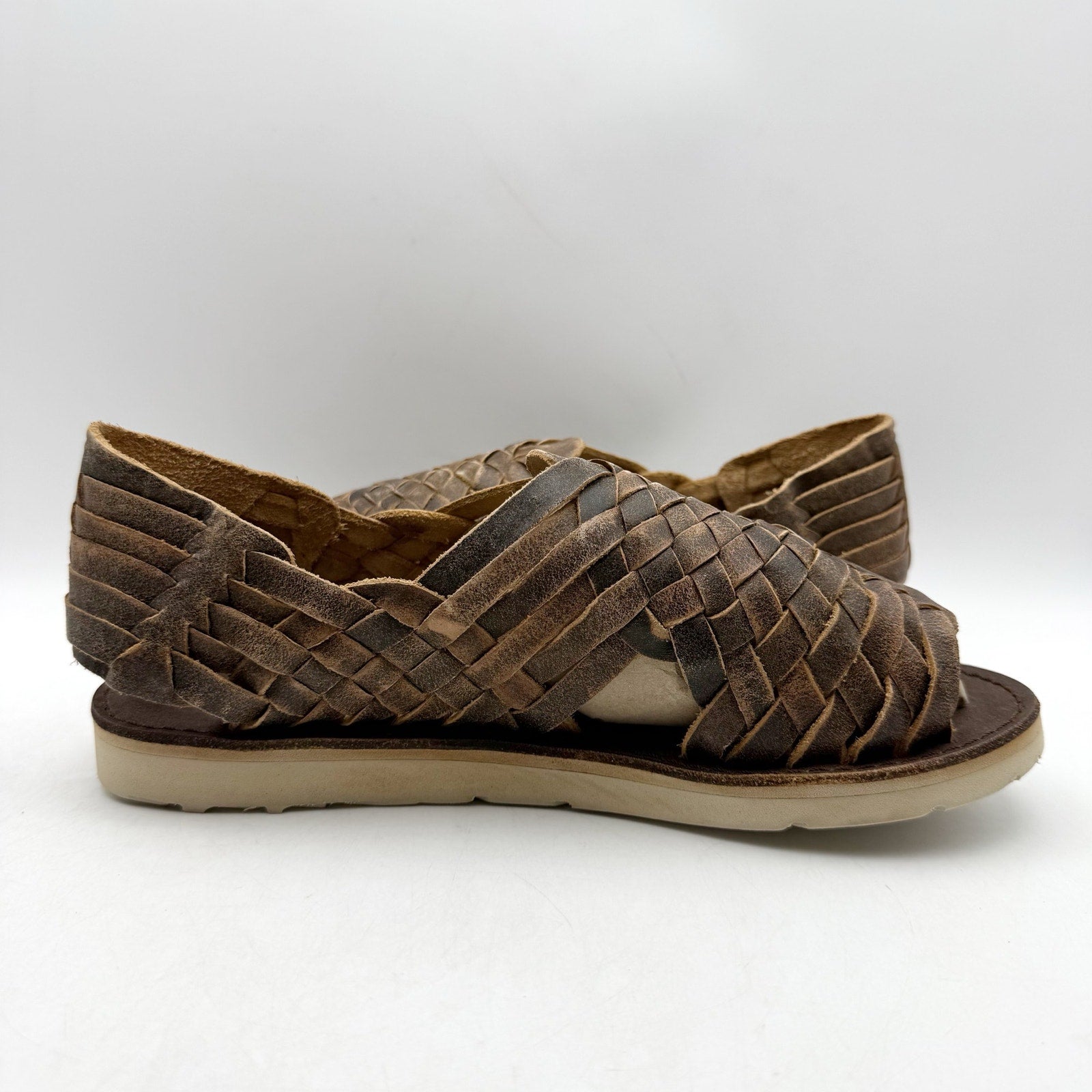 Brand X Womens Huarache Sandals US 8.5 Dark Brown Leather Woven NWOB