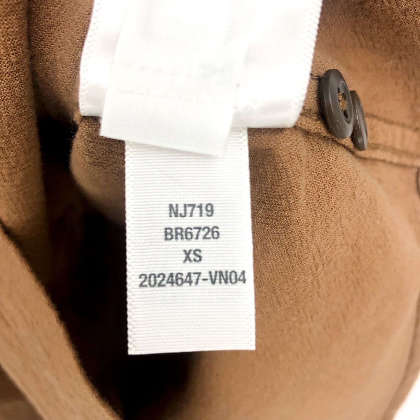 MADEWELL Men's Crinkle Cotton Perfect Fit Shirt XS Brown Short-Sleeve NJ719 NWT