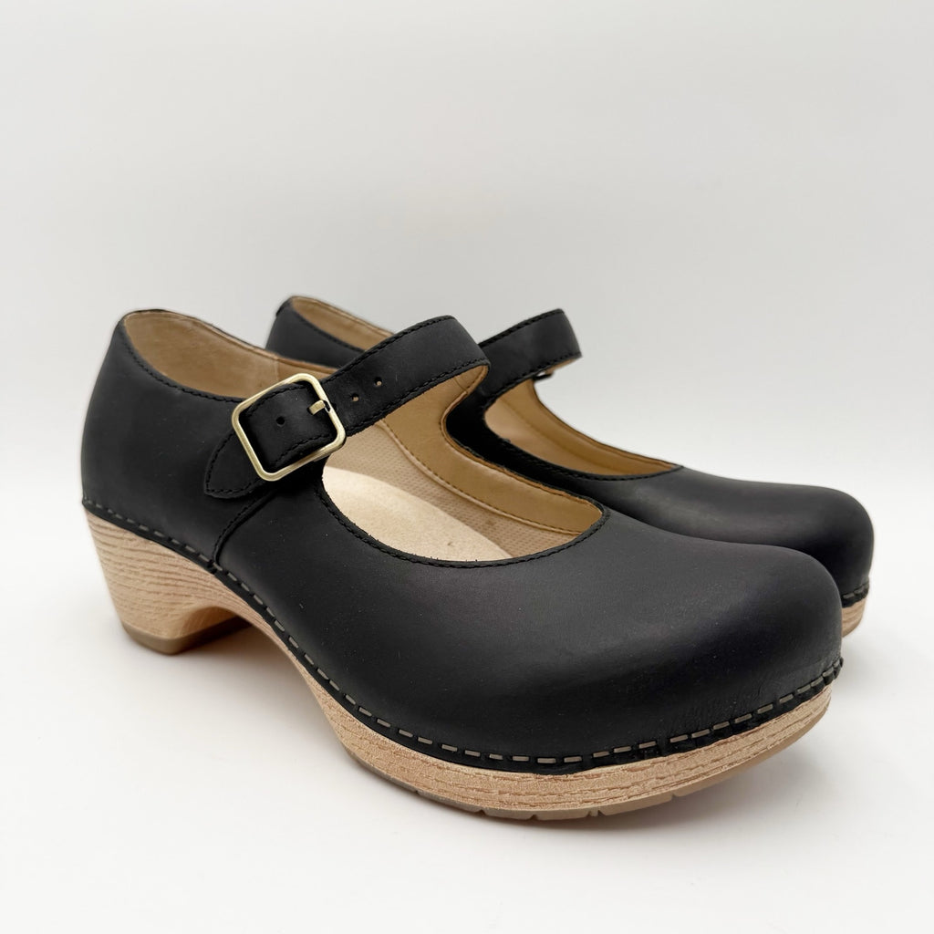 Dansko Womens Lilah Mary Jane Heels EU 38 US 7.5-8 Black Leather NIB