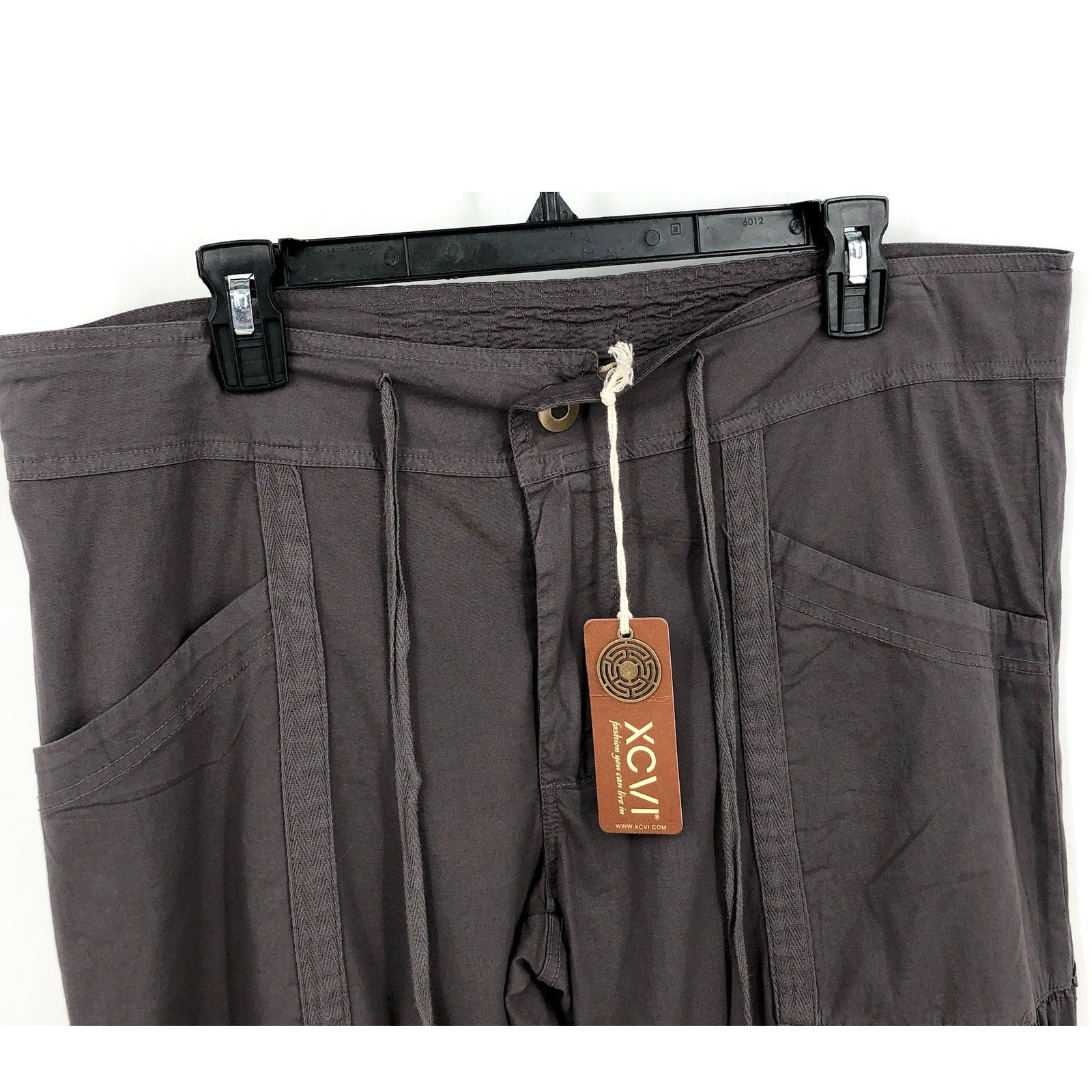 XCVI Women's Willowy Wide Leg Pants Medium Charcoal Gray Stretch Poplin NWT