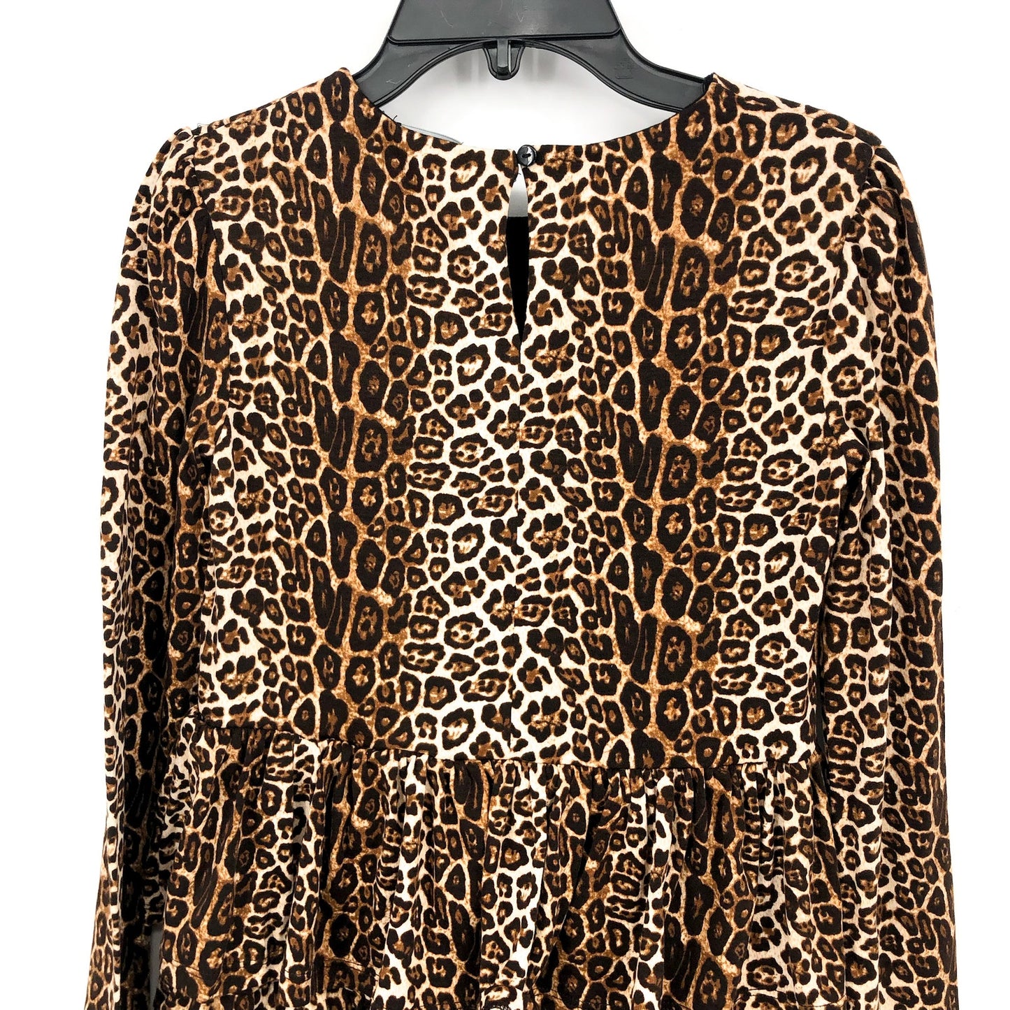 BARDOT JUNIORS Girls Keira Dress Size 14 Brown Leopard Knit Tiered Long Sleeves