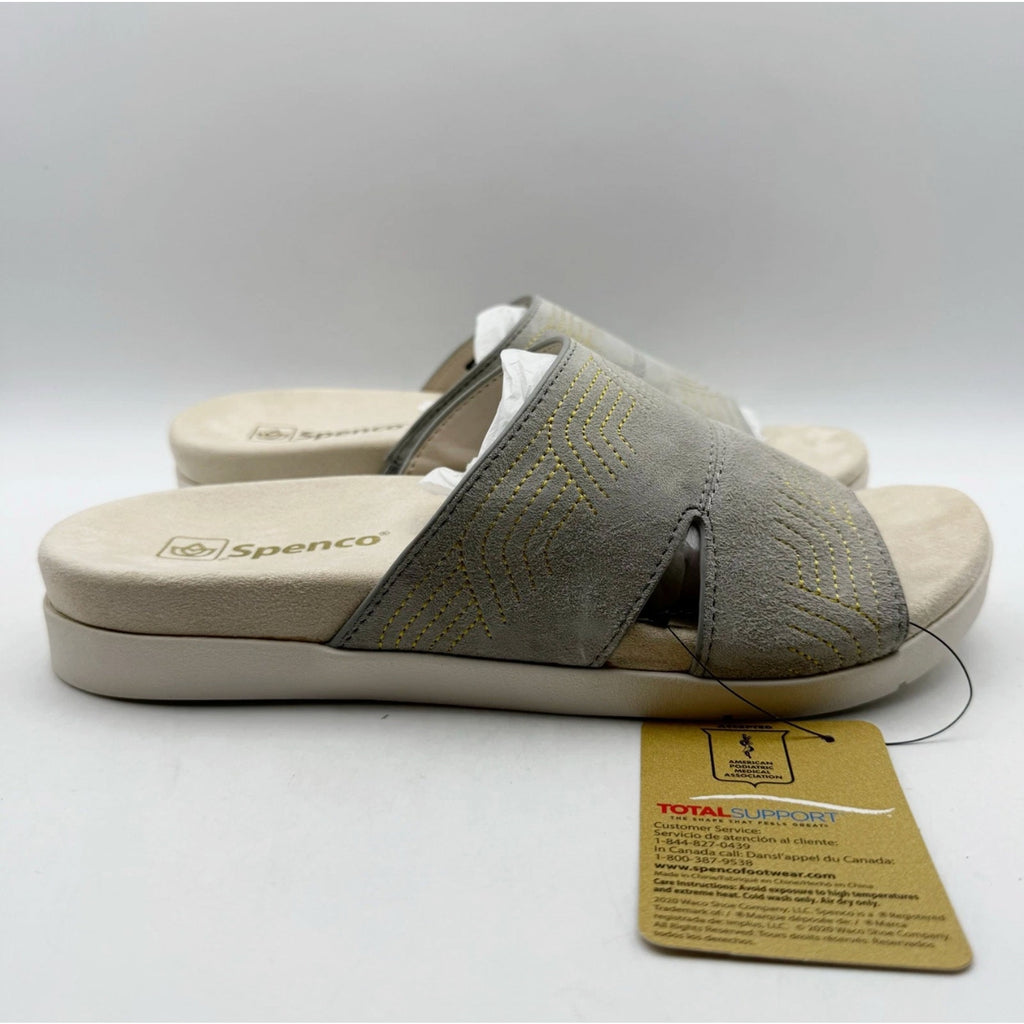 Spenco Womens Twilight Ellie Slide Sandals US 11 WIDE EU 41.5 Grey Leather NIB