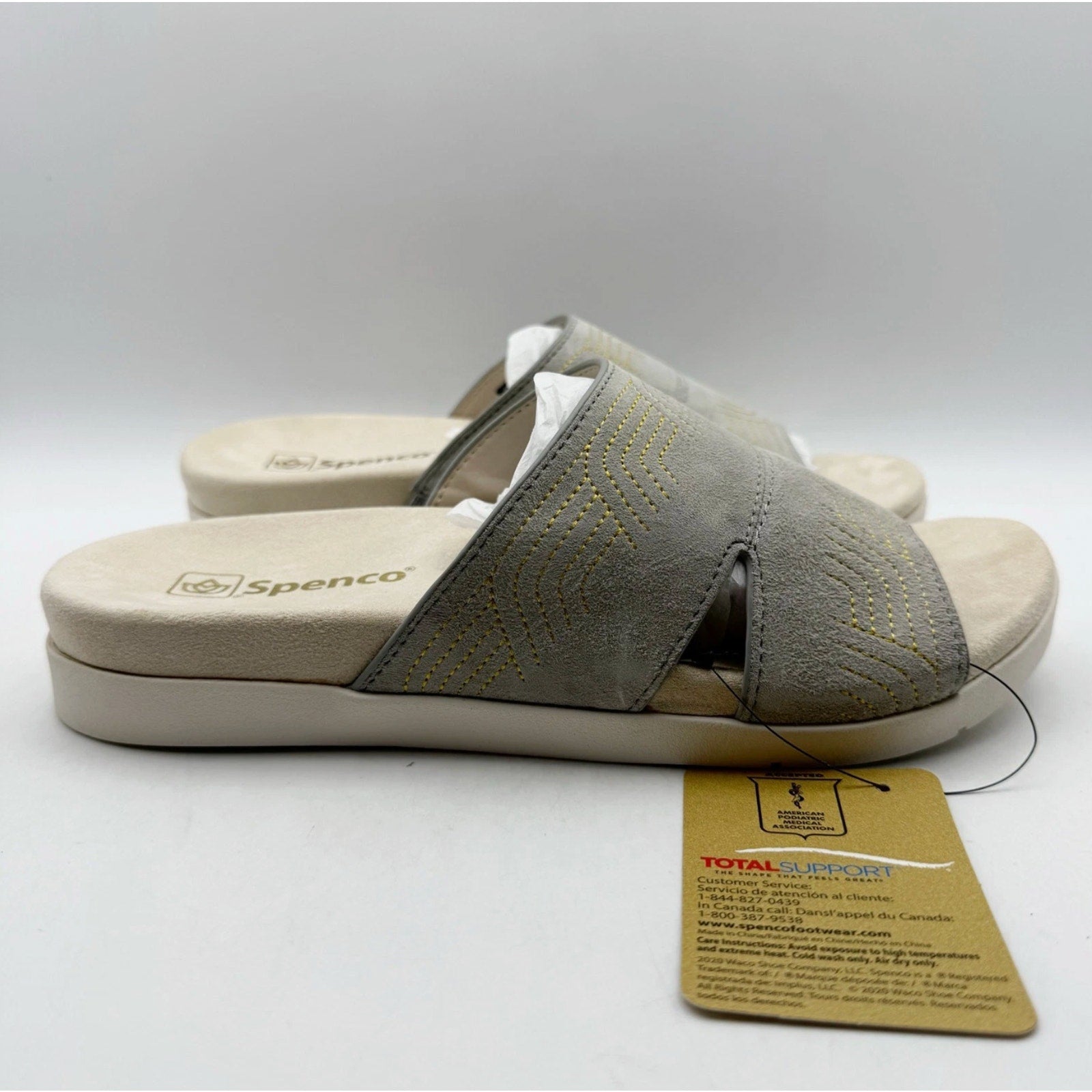 Spenco Womens Twilight Ellie Slide Sandals US 11 WIDE EU 41.5 Grey Leather NIB