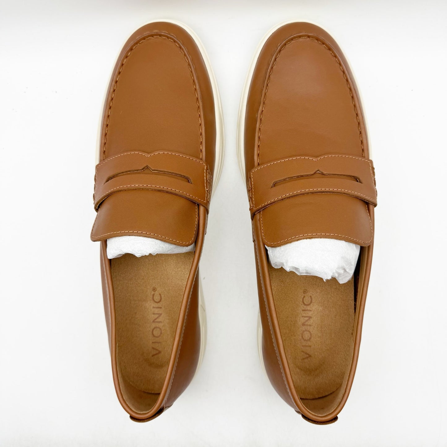 Vionic Mens Thompson Loafers US 13 M EU 46 Tan Leather Slip On NIB