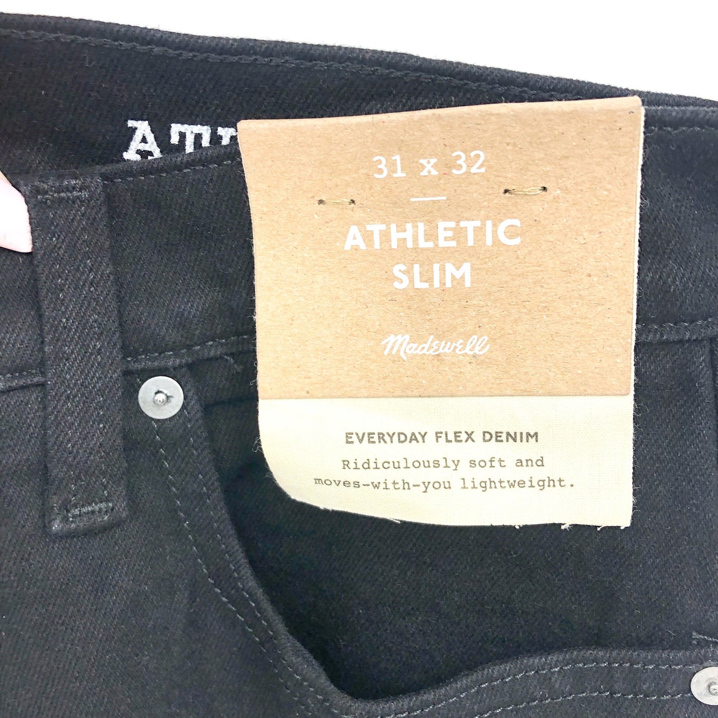 MADEWELL Men's Athletic Slim Jean 31x32 Black Denim Stretch NG307 NWT