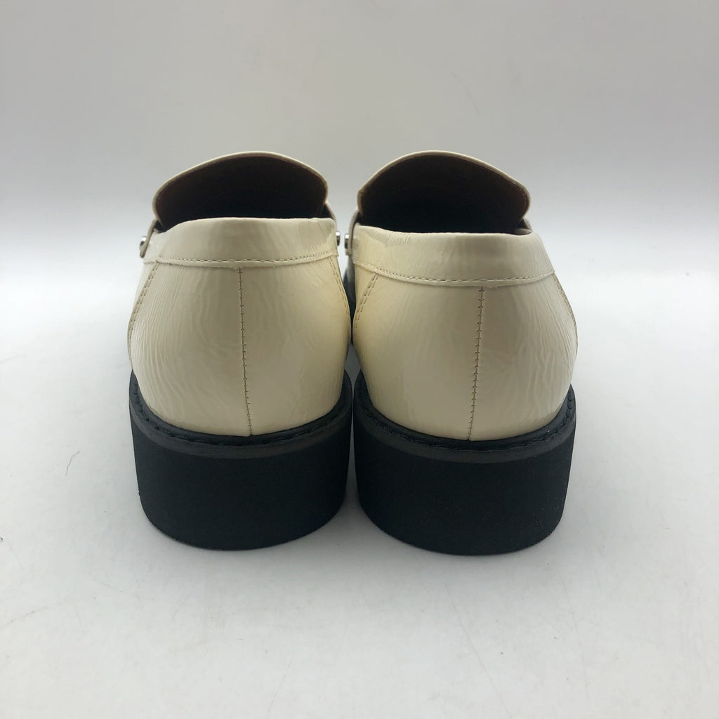 Franco Sarto Womens Cassandra Loafers US 7.5 Cream Vegan Patent Leather NIB