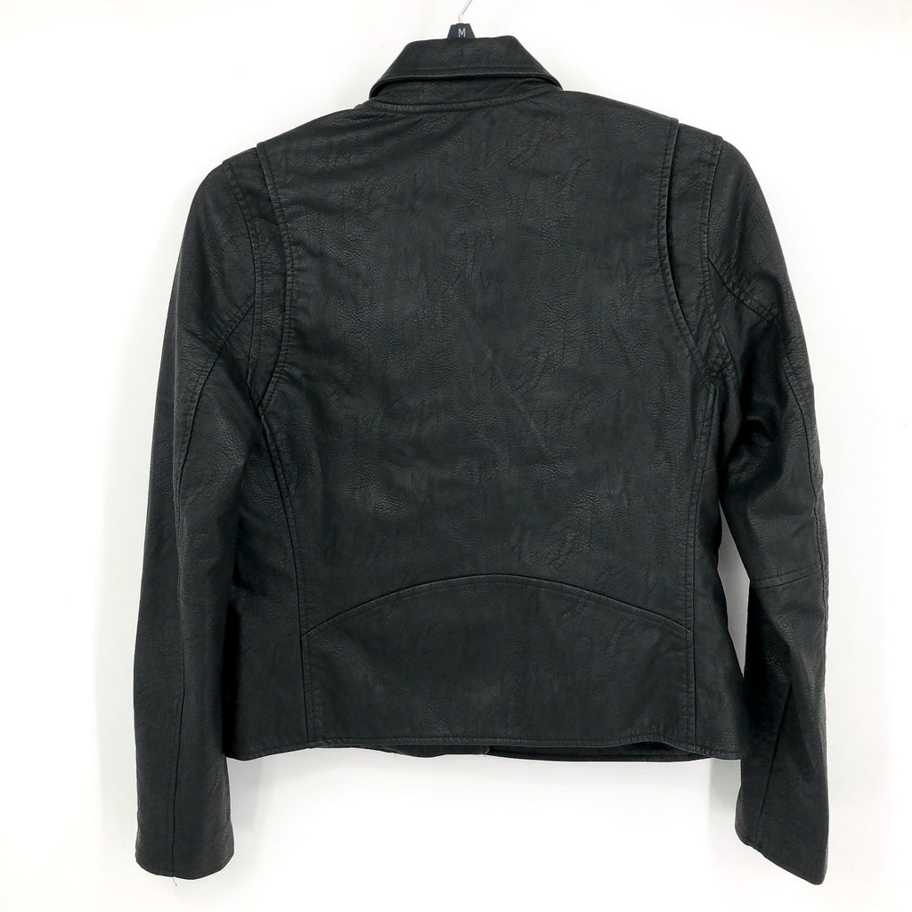 BLANKNYC Women's Moto Jacket Large Black Onyx Asymmetric Vegan Leather NWT