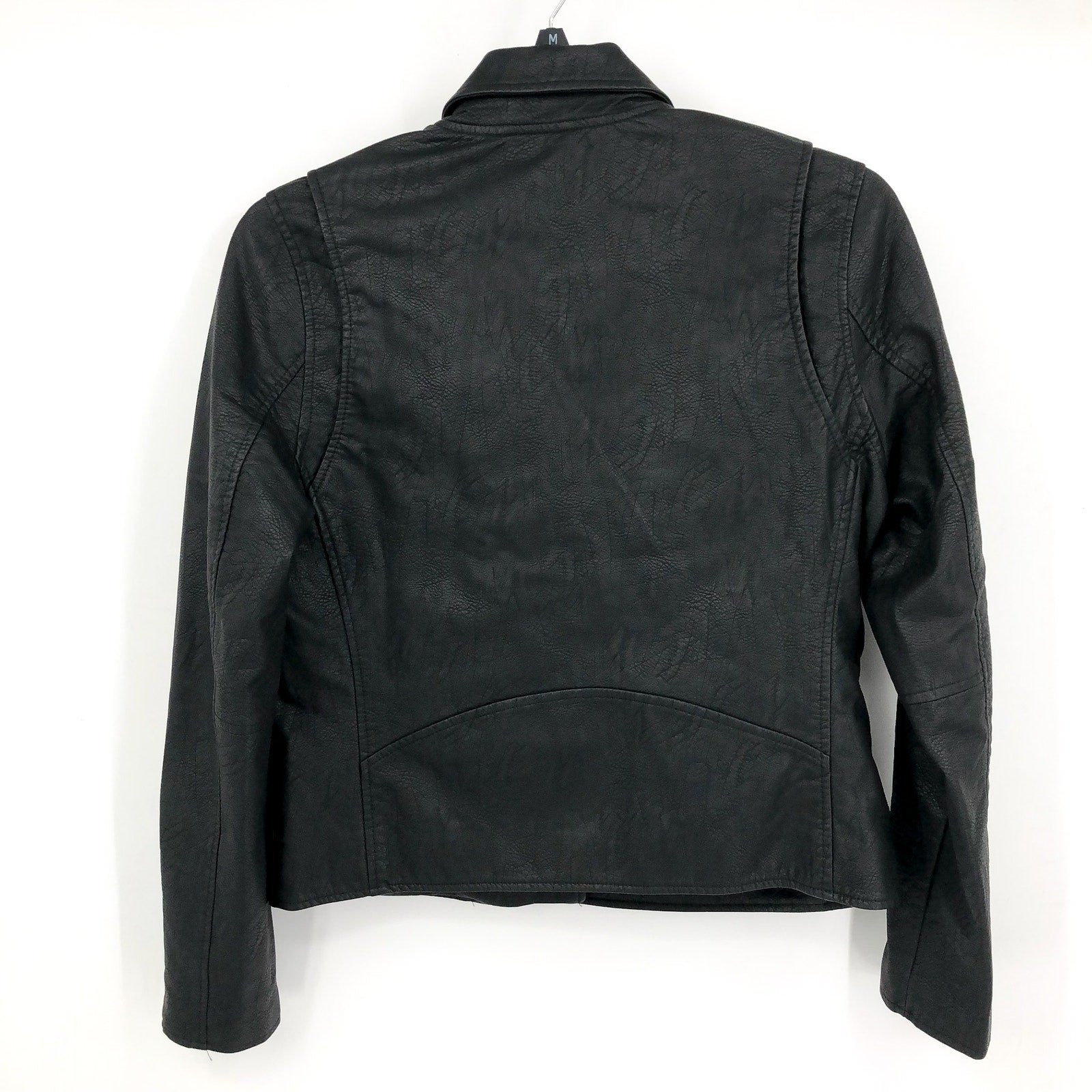 BLANKNYC Women's Moto Jacket Large Black Onyx Asymmetric Vegan Leather NWT